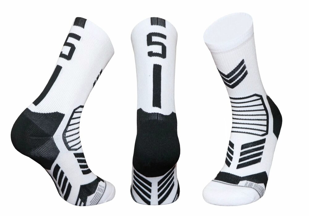 Freies kollokation 0-9 anzahl Basketball Socken Dicke Sport Radfahren Socken Nicht-rutsch Langlebig Skateboard Handtuch Boden Socken: 5 white 1pcs