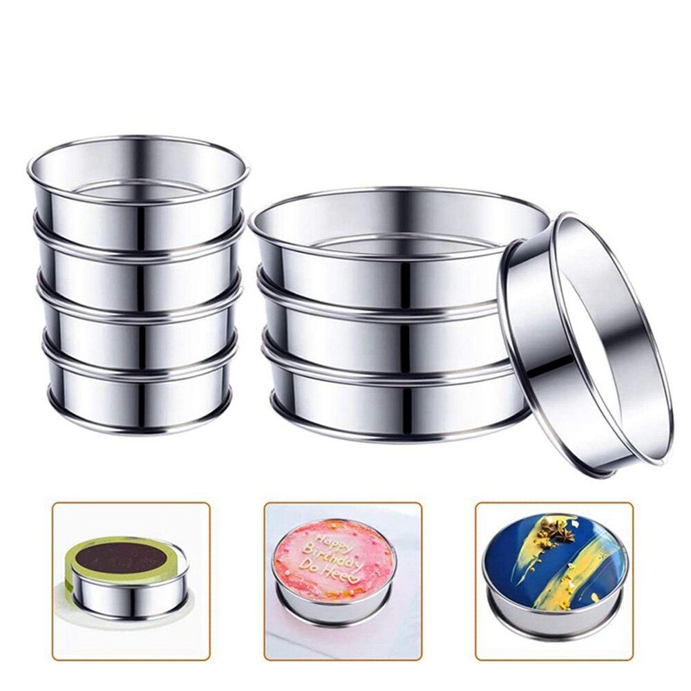 4 Stks/set Rvs Dubbele Rolled Ringen Engels Muffin Ringen Engels Taart Ring Taart Cirkel Tarlet Ring