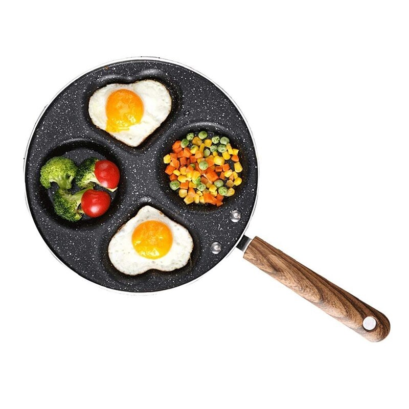 Egg Pan,Non Stick Ei Fornuis Pan, hartvormige Non-stick Koekenpan Vier-Gat Kookpot Multifunctionele Koekenpan