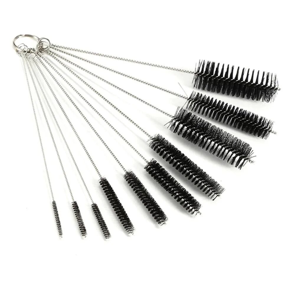 10 Teile/satz Multifunktionale Tragbare Edelstahl Haushalt Flasche Pinsel Reiniger Glas Waschen Rohr Reinigung Pinsel Set: Black