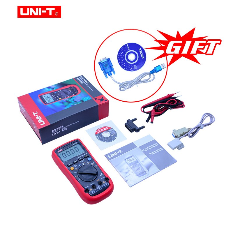 UNI-T UT61A/ UT61B/UT6C/UT6D/UT6E digital multimeter auto range multimetro PC Connect AC DC Voltmeter Ammeter tester+RS232-USB: UT61D