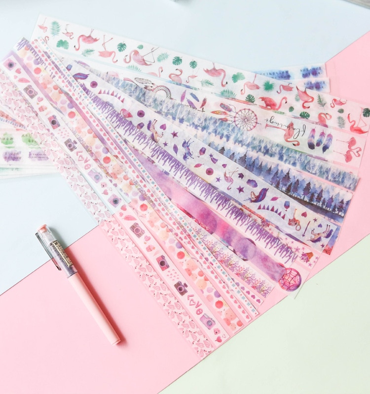 Söt papperstejp gör-det-själv scrapbooking-tejp klistermärke tecknad mönster stil dekorativ kombination hantverksset skolmaterial