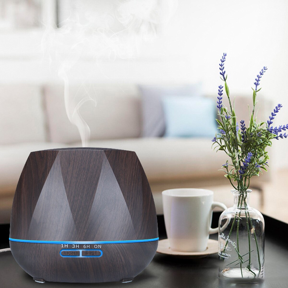 Diffuseur d'huiles essentielles, humidificateur d'arôme à 3 500ml de minuterie avec télécommande, adapté à la maison, à la chambre à coucher, au bureau