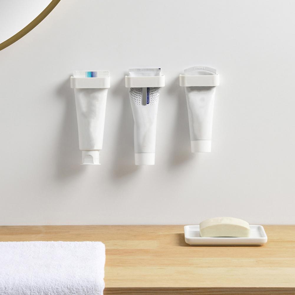 2Pcs Toothpaste Clip Self Adhesive Anti-slip HIPS Space Saving Utility Toothpaste Organizer for Kitchen