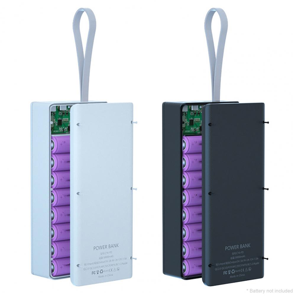 C16 Power Bank Case Detachable DIY 16x18650 Charger Case Quick Charging Power Bank Box for Smart Phone DIY Charger Shell Case