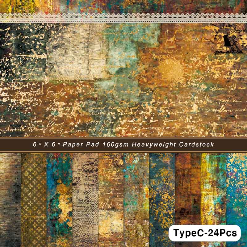 24 Sheet Vintage Butterfly Flower Craft Paper Scrapbooking Material Paper Junk Journal Decorative Paper Album Scrapbook Paper: TypeC-24Pcs