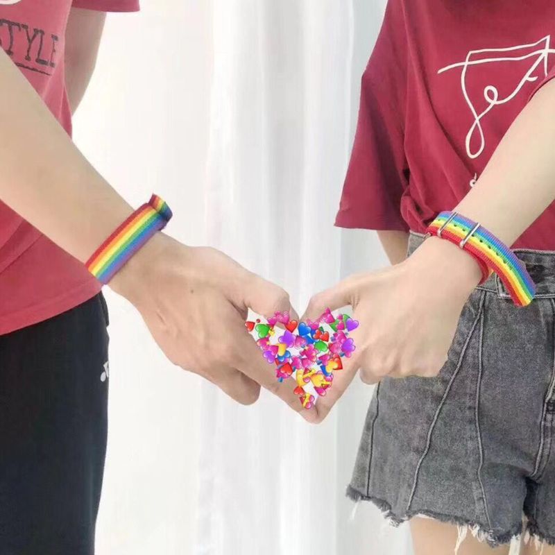 Parejas pulsera de arco iris ajustable mujer pulsera para chica Correa brazaletes coloridos de San Valentín vacaciones