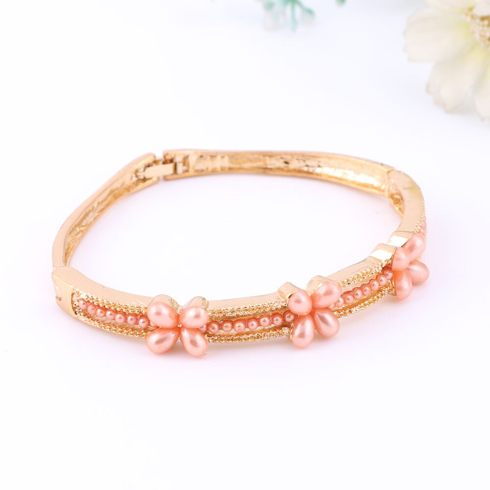 Vrouwen Goud Kleur Sieraden Sets Afrikaanse Kralen Verklaring Choker Ketting Oorbellen Armband Ring Bruiloft Accessorie