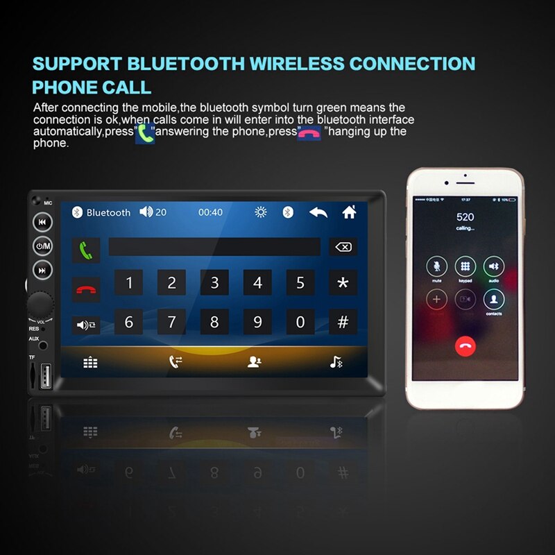 AU05 -Car Radio 7inch HD MP5 Player Press Sn Digital Display Bluetooth Multimedia Car Backup Monitor USB 2Din Auto Radio