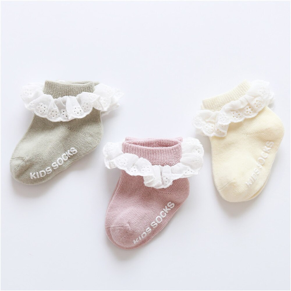 3 Paar Baby Meisje Sokken Gebreide Sokken Baby Antislip Zachte Katoenen Ademende Sokken Lente Zomer Herfst Baby Baby Kleding: lace