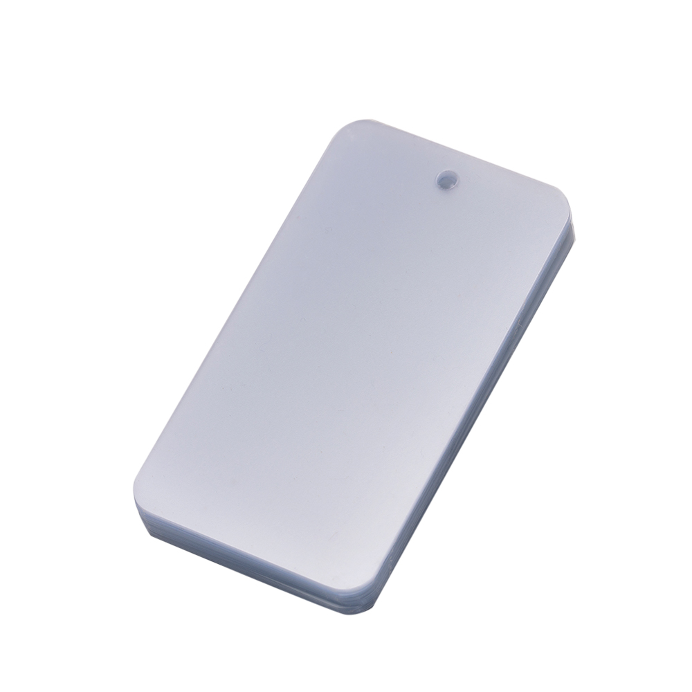 50Pcs 5x9cm Blank Matte PVC Plastic Plastics Waterproofing Hang Tag DIY With Hole Garment Jewelry Label Display Packaging: S / Silver