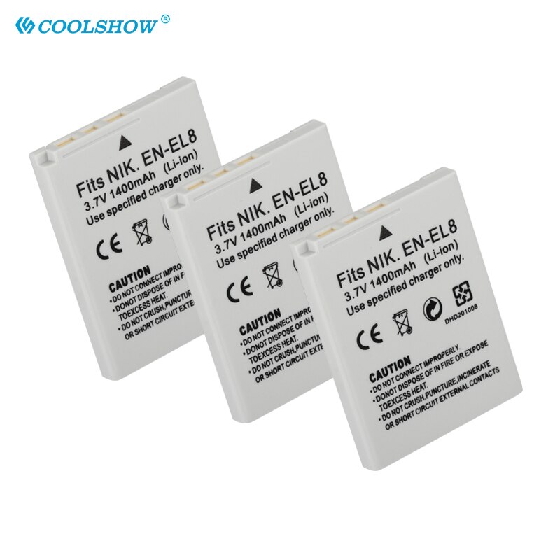 EN EL8 ENEL8 Battery 1400mAh for Nikon COOLPIX P1 P2 L1 L2 S1 S2 S3 S4 S5 S6 S7 S7C S8 S9 S51 S50 S52 EN-EL8 Camera Batteries