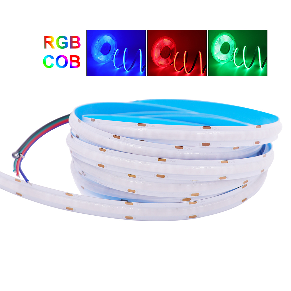 RGBCCT RGBW RGBWW RGB COB tira de luz LED 24V 840 784LEDs/m cinta Flexible de alta densidad luces lineales COB regulables 1M 2M 3M 4M 5M: De Color3 / 5 m