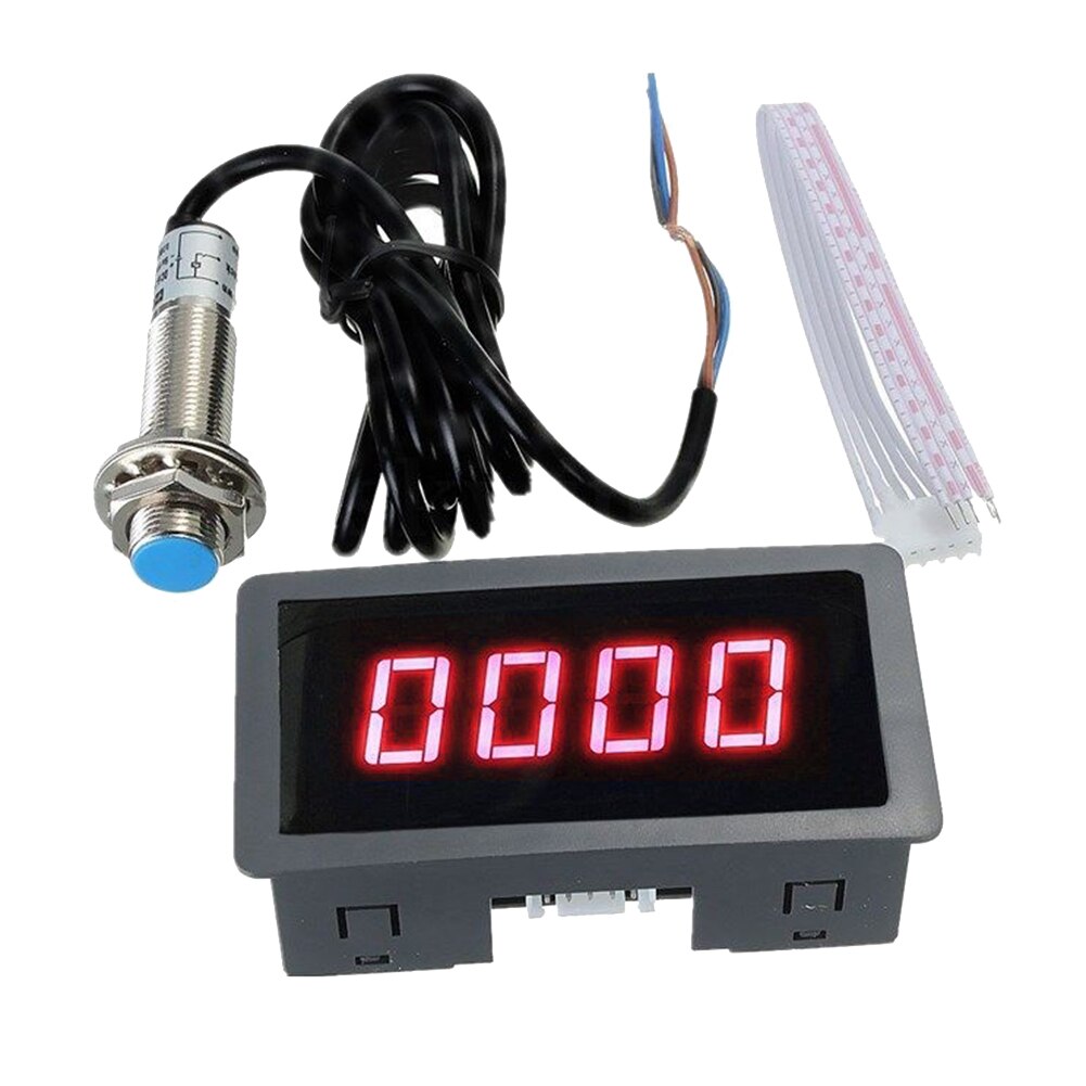 Digital LED Lamp Tachometer RPM Speed Meter 4 Digits Industrial Counter DC8-24V CLH@8: Red