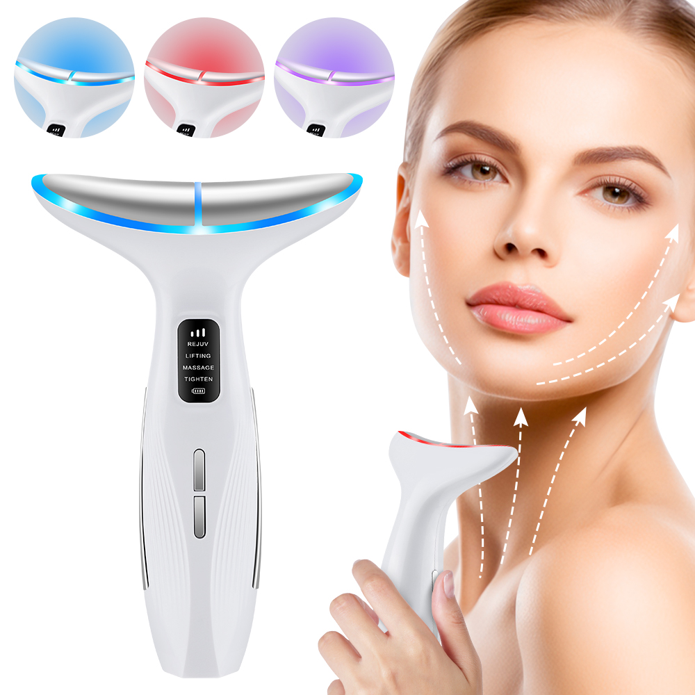 Gezicht Hals Lift Schoonheid Apparaat EMS Gezichtsmassager LED Lichttherapie Dubbele Kin Remover Huidverjonging Aanscherping Machine