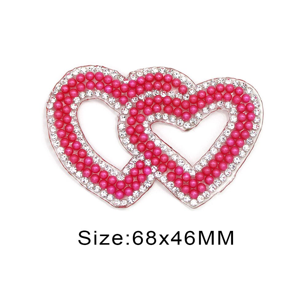 1 Stuks Patches Olifant/Crown/Vlinder/Hart/Star Pearl Rhinestone Patches Applique Ijzer Op Sticker Voor kleren Diy Strepen: Heart