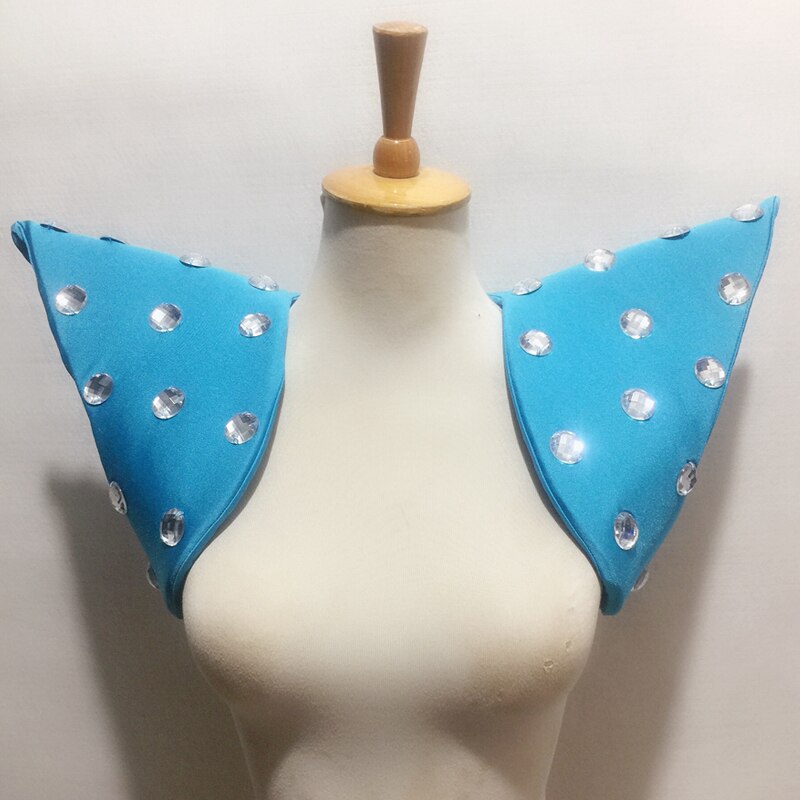Exaggerated Flying Shoulder Vest Nightclub DJ Singer DS Stage Clothes Men And Women'S Performance Costume Accessories VDB2444: Blue (with stone)