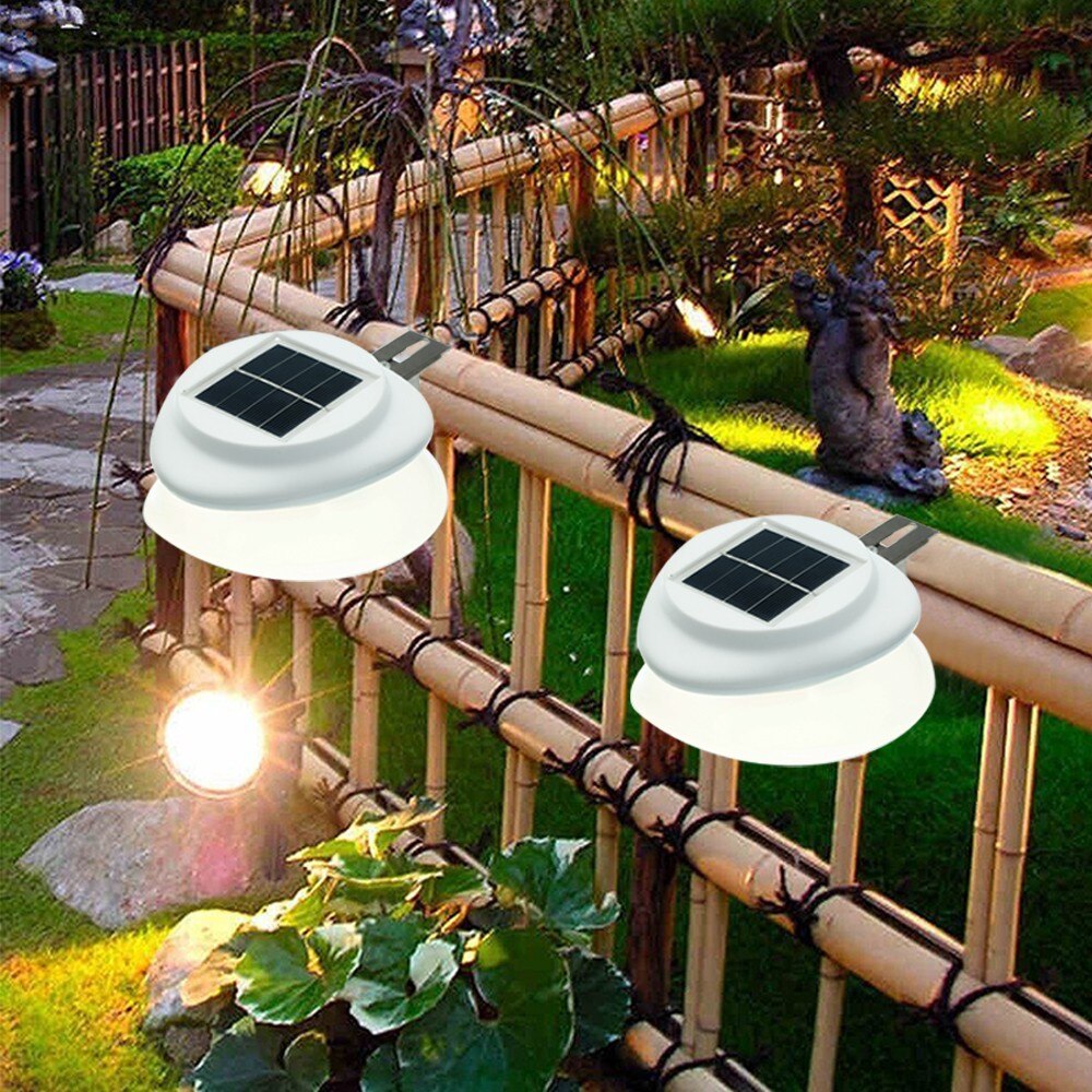 Lámpara de valla de energía Solar con forma de ovni, 9 luces LED para canalones, Panel Solar, luz muy brillante para exteriores, resistente al agua