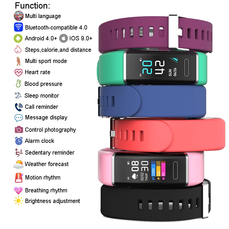 Smart Armband Mannen Vrouwen Smart Band Fitness Tracker Voor Android Ios Sport Smartband Polsbandje Slimme Pols Band CT6