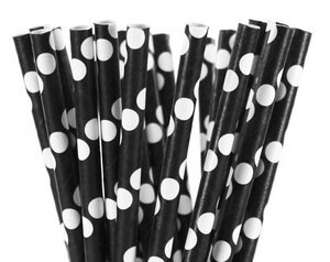 25pcs Black Red Paper Straws Straws For Birthday Wedding Decorative Party Event Drinking Straws Supplies: Black 6