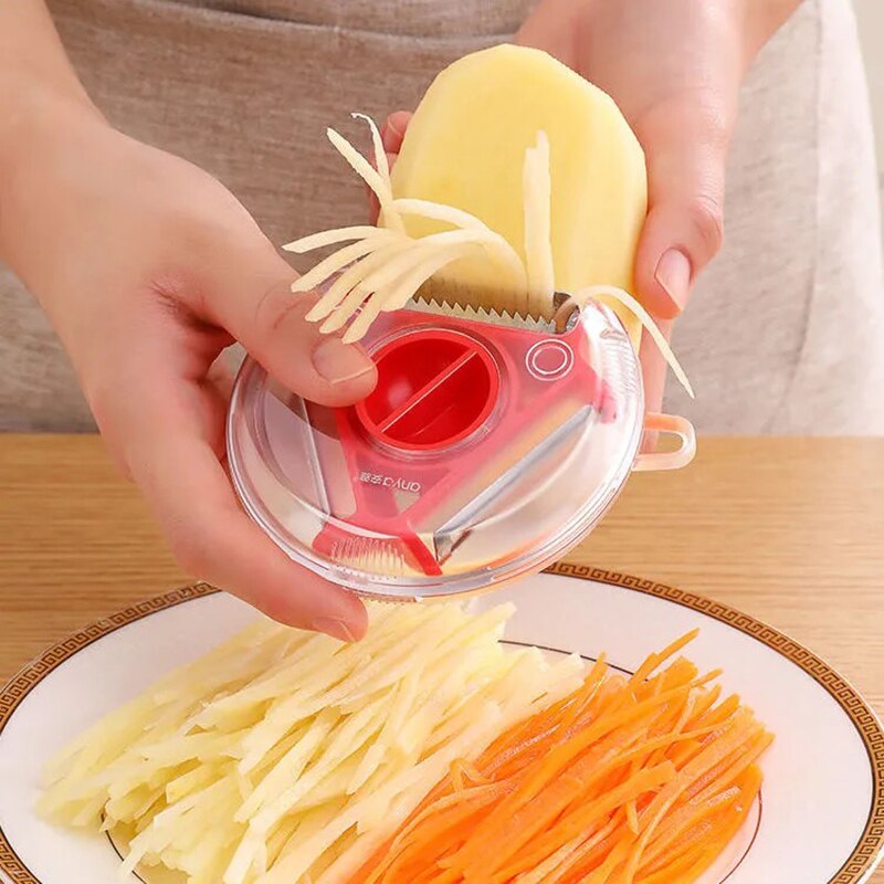 3 en 1 Set con tres peladores mágicos Acero inoxidable cortador pelador trituradora Julienne cortador Multi hoja de cáscara zester rallador de herramienta de cocina