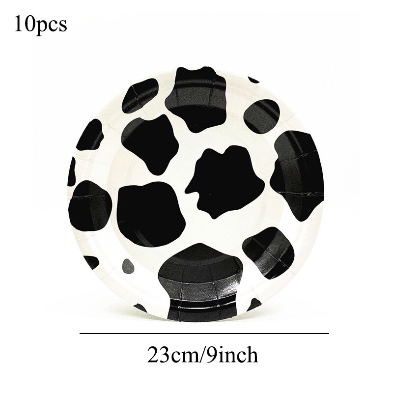 Koe Thema Servies Set Verjaardagsfeestje Wegwerp Beker Plaat Tafelkleed Dier Koe Ballonnen Baby Shower Bruiloft Decoratie: 9 inch dinner plate