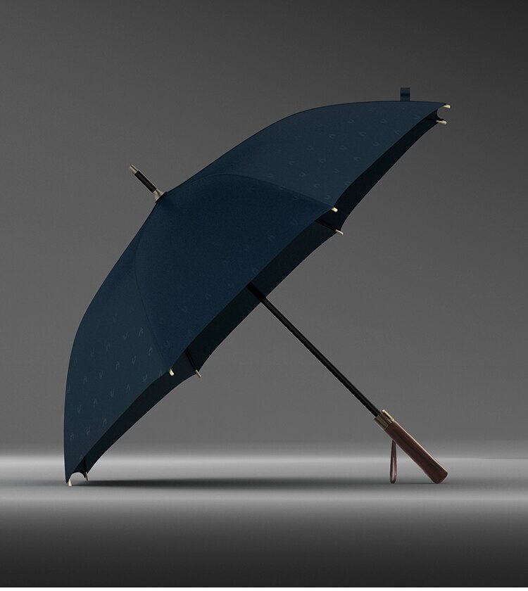 Paraguas largo de doble capa con mango de madera para hombre y mujer paraguas de Golf de 8K, a prueba de viento, para exteriores, dos colores,: Azul