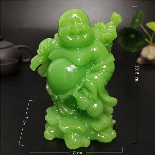 Glowing Laughing Buddha Statue Man-made Jade Stone Maitreya Buddha Sculptures Figurines Luminous Home Garden Decoration Statues: Default Title