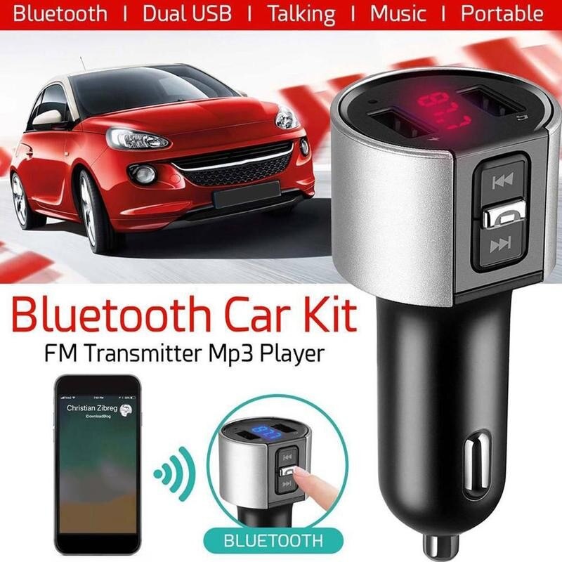 Bluetooth FM Transmitter Audio Aux Modulator Dual USB Bluetooth Car Charger Handsfree Kit Car MP3 Fast Radio Player Calling U9J7