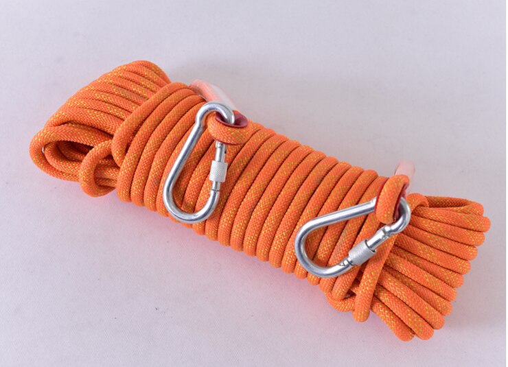 10mm 10/20/30m Climbing Rope Hook High Strength Emergency Safety Hiking Rope Camping Rescue Rope Outdoor Survival Tool: Orange / 30m