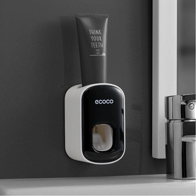 Wand-Mount Automatische zahnpasta spender badezimmer zubehör Zahnpasta Squeezer Zahnbürste Rohr Squeezer Drücken Halter: Black2