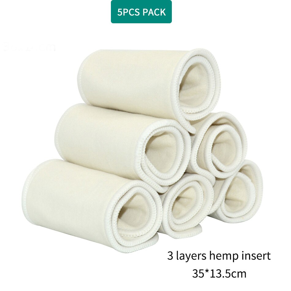 WizInfant 5 /10pcs 3 couches En Coton Chanvre Insert de Couche, Couche tampon, Booster pour Onesize Couche-Culotte Couche-Culotte 36x14cm: 5PCS PACK
