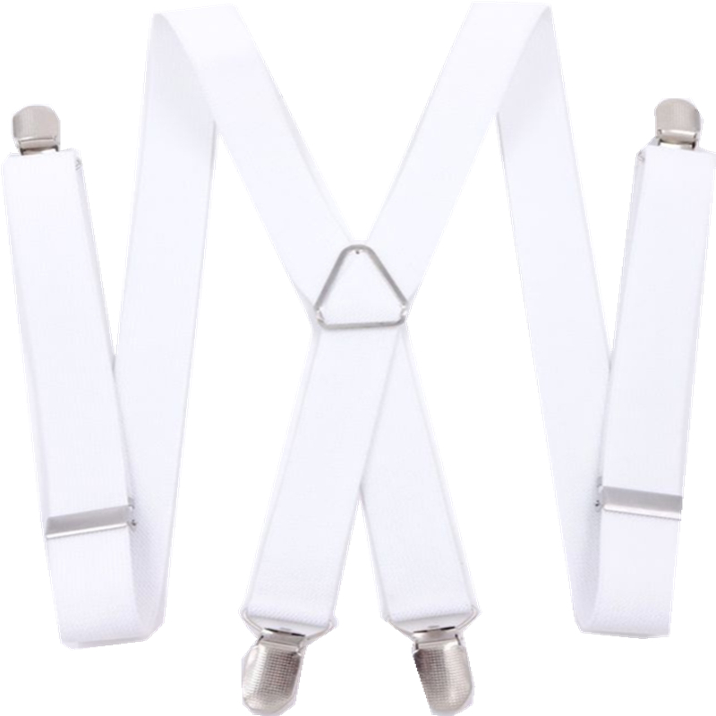 35/25/20mm Brede Mannen Bretels Hoge Elastische Verstelbare 4 Sterke Clips Jarretel Zware X terug Broek Bretels: Melkwit