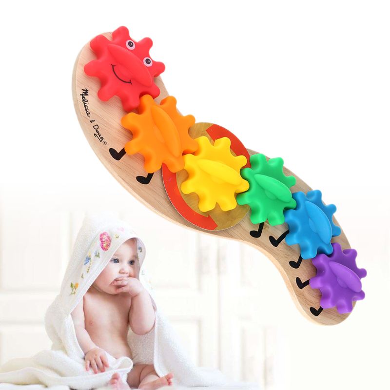 Wooden Rotating Gear Caterpillar Game Children Kids Color Recognition Enlightenment Early Learning Educational Toys