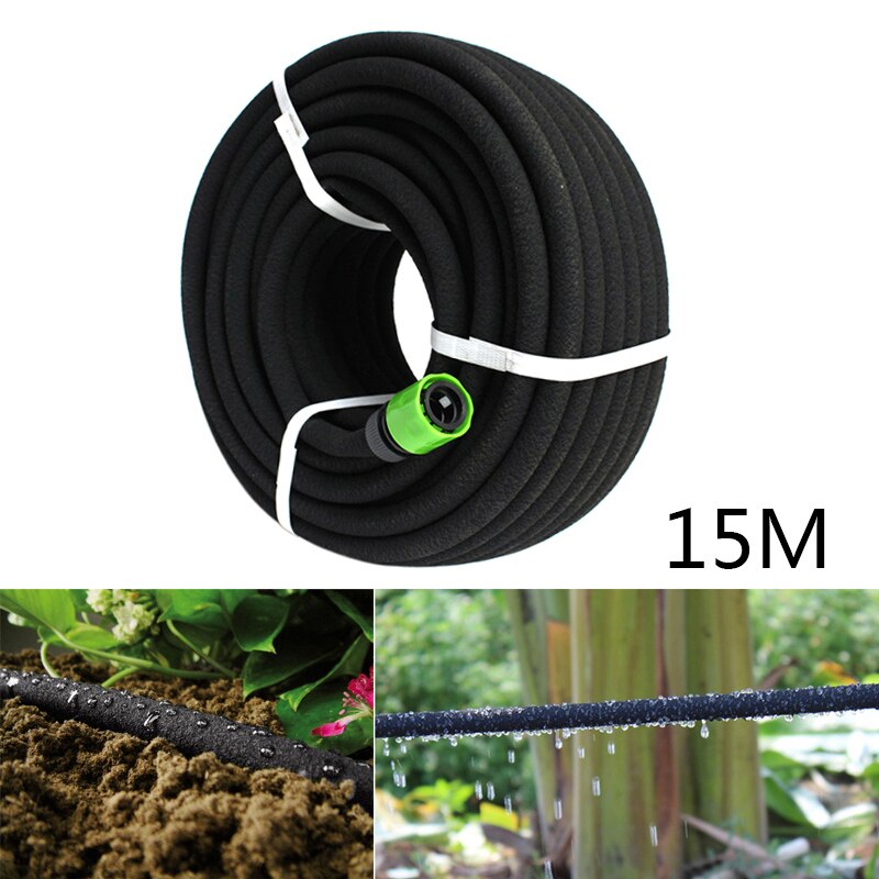 Manguera de desagüe poroso negra de 25/50 pies, 7,5 m/15m, manguera de riego Flexible mágica expansible, tubería de riego, riego por goteo, para césped y jardín: 15M