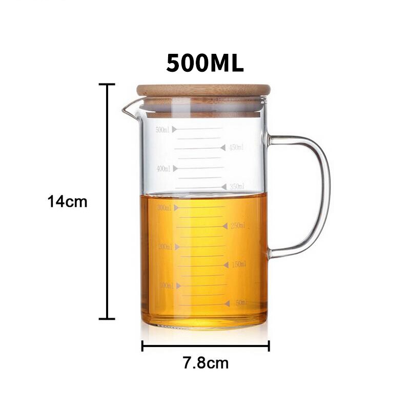 Glass Scale Measuring Cup with Lid Glass Baking Measurement Accessories Simple Transparent Home Jug Measuring Desktop Tools: B-M
