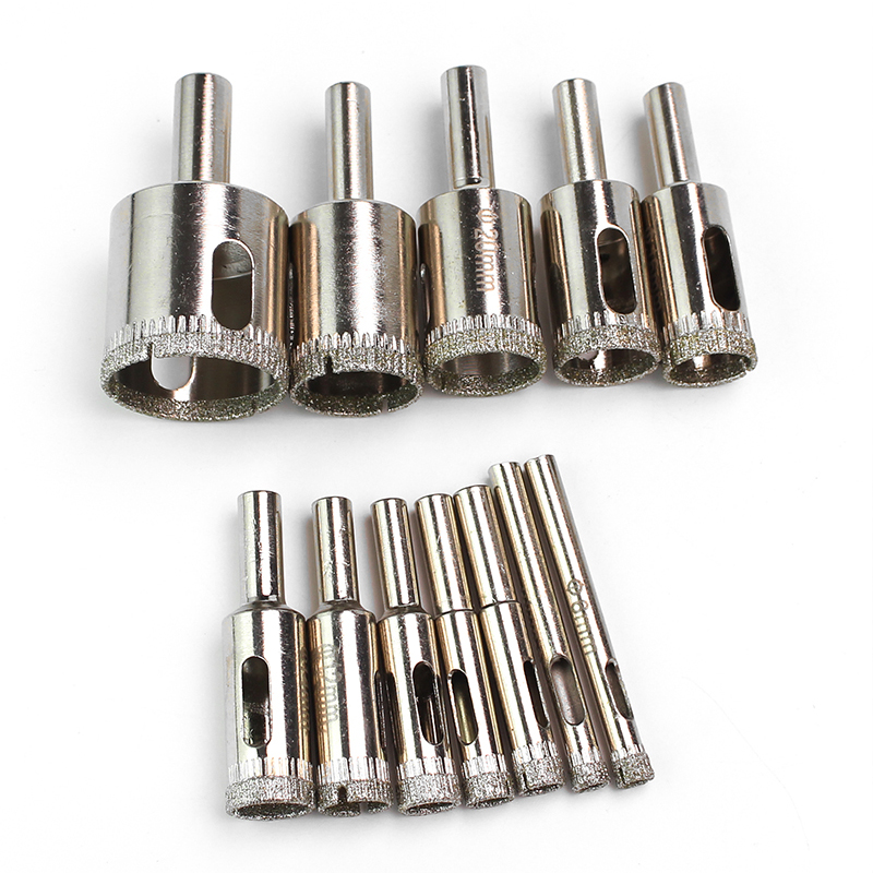 Sierras de copa de diamante, juego de brocas de núcleo hueco para revestimiento de diamante, acero al carbono para vidrio, 6-60mm, 1 Brocas de diamante