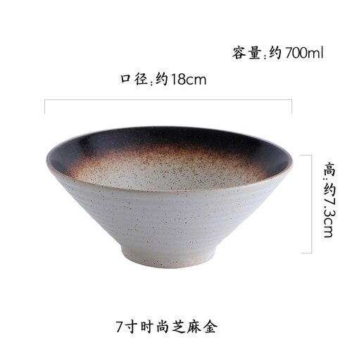 Japanse Creatieve Servies, Commerciële Bamboe Hoed Keramische Kom, Huishoudelijke Grote Ramen, Rijst, Noedels, soepkom: 7 inch A