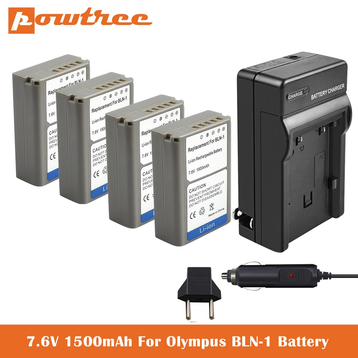 BLN-1 Battery and Charger for Olympus BLN-1, BCN-1 and Olympus OM-D E-M1, Olympus Pen F, OM-D E-M5, Pen E-P5, OM-D E-M5: 4X Battery-Charger