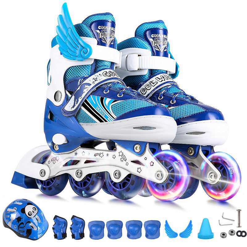 Patines ajustables para niños y niñas, conjunto completo de patines en línea individuales para principiantes