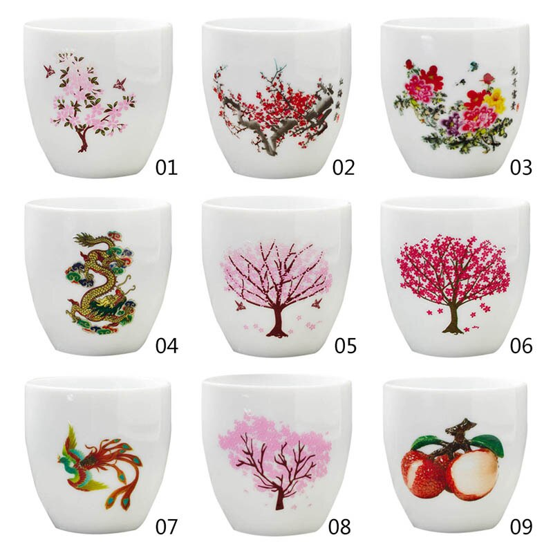Ceramic Cup Sakura Teacup Cold Temperature Discoloration Color Changing Tea Cup Flower Ceramic Tea Set Tableware