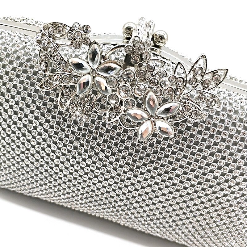 Kristallen dames bruidsjurk bruiloft avondfeest bloemen clutches dames avondfeest schoudertas kristallen crossbody tas