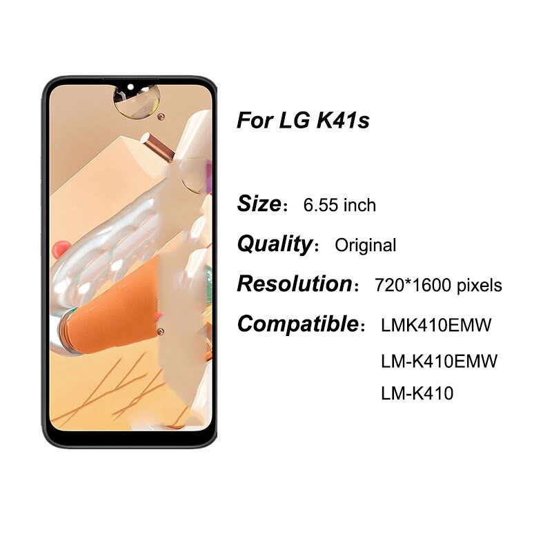 100% testato al 6.55 per LG K41S Display LCD Touch Screen con sostituzione gruppo digitalizzatore telaio per LG K41S