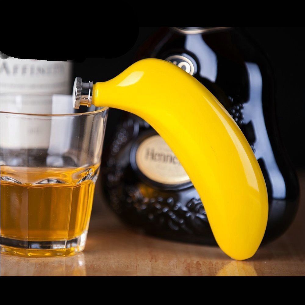 Mini 5oz rostfritt stål 304 vodka tratt whiskyflaska hip flaska bärbar ficka banan sprit flagon alkohol flaska lppunk