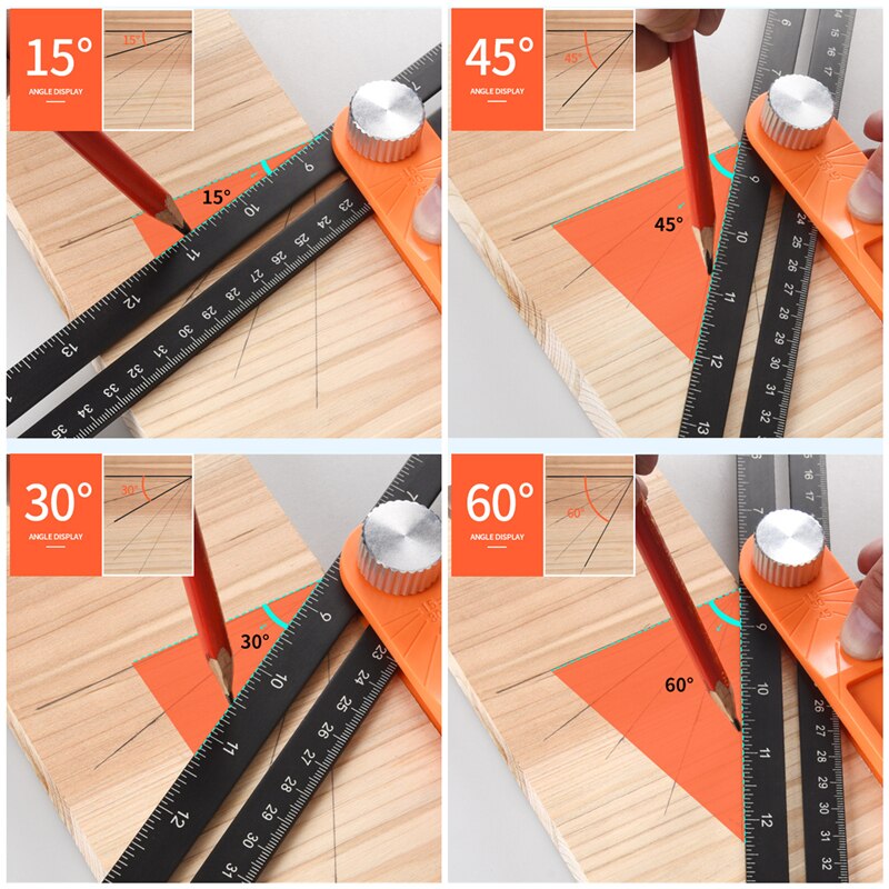 Wooden Marking Gauge Protractor Woodworking Sliding Angle Measurement Gauges T-Bevel With Bubble Handle Level Measuring Tools