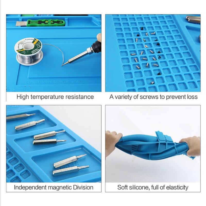 Mobile phone repair silicone work mat High temperature resistance workbench anti-static with magnetic parts suction