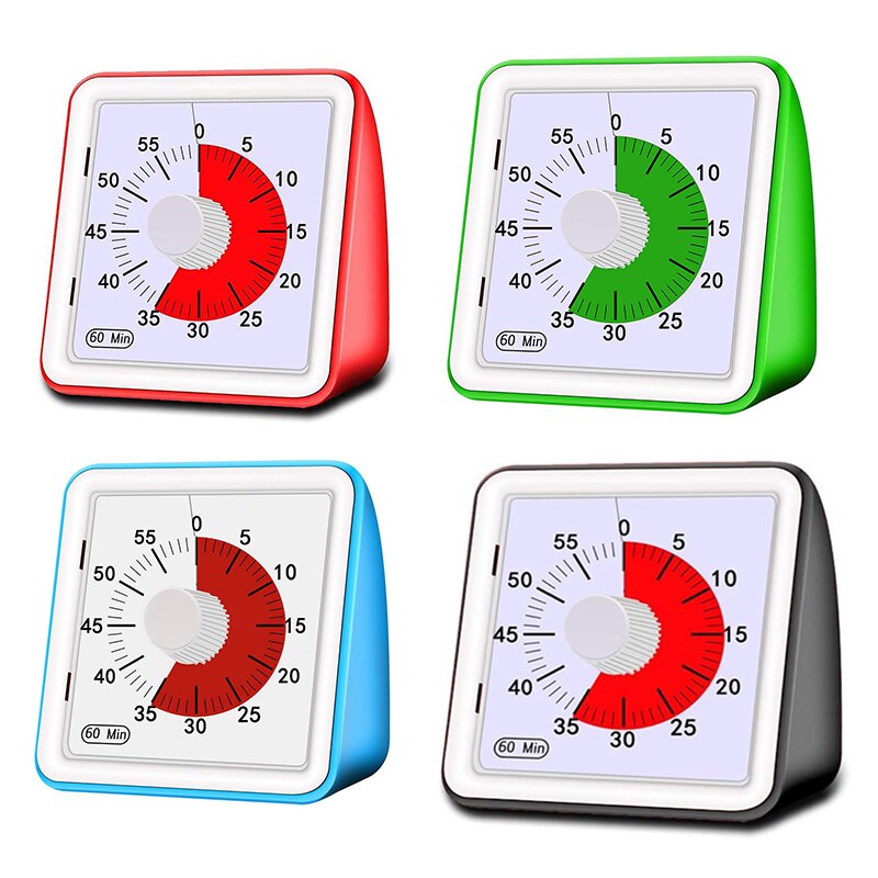 Temporizador Visual analógico de 60 minutos, herramienta de gestión de tiempo de cuenta atrás silenciosa, utensilios de cocina, comedor y Bar