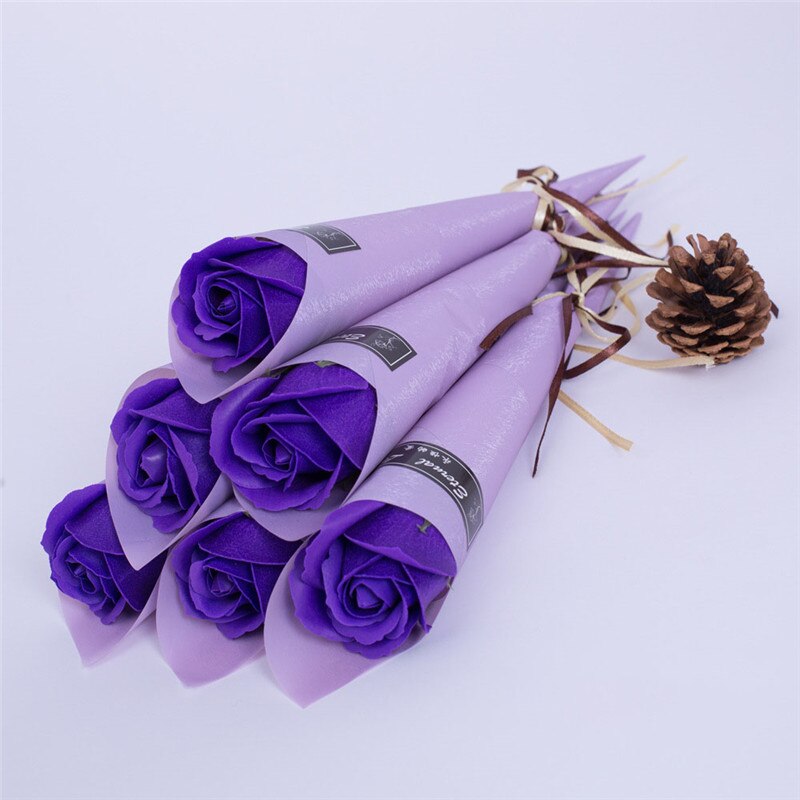 1pc romantiske kunstig såpe rose blomster bukett enkelt nellike for hjemmet bryllup dekor gjør det selv forsyninger valentinsdag: A6
