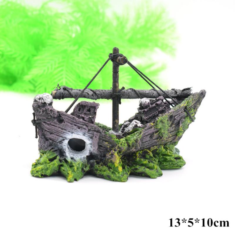 Decoración Para tanque de peces, barco pirata, decoración de barco de resina, decoraciones de acuario, accesorios: A