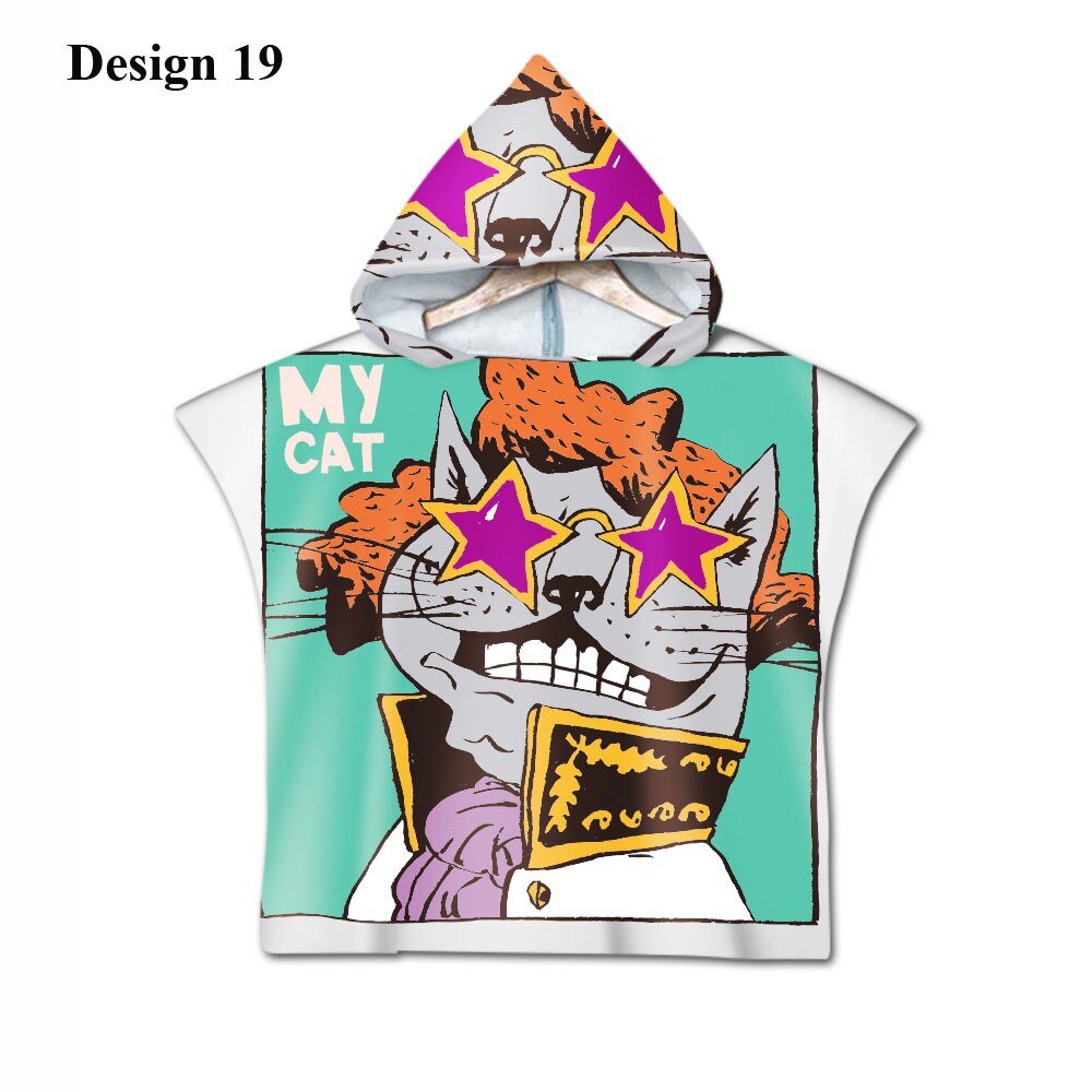 Gotisk cool halloween skræmmende kat skelet kranium baby børn børn hættehåndklæde pool bad strand poncho håndklæde kappe: Design 19